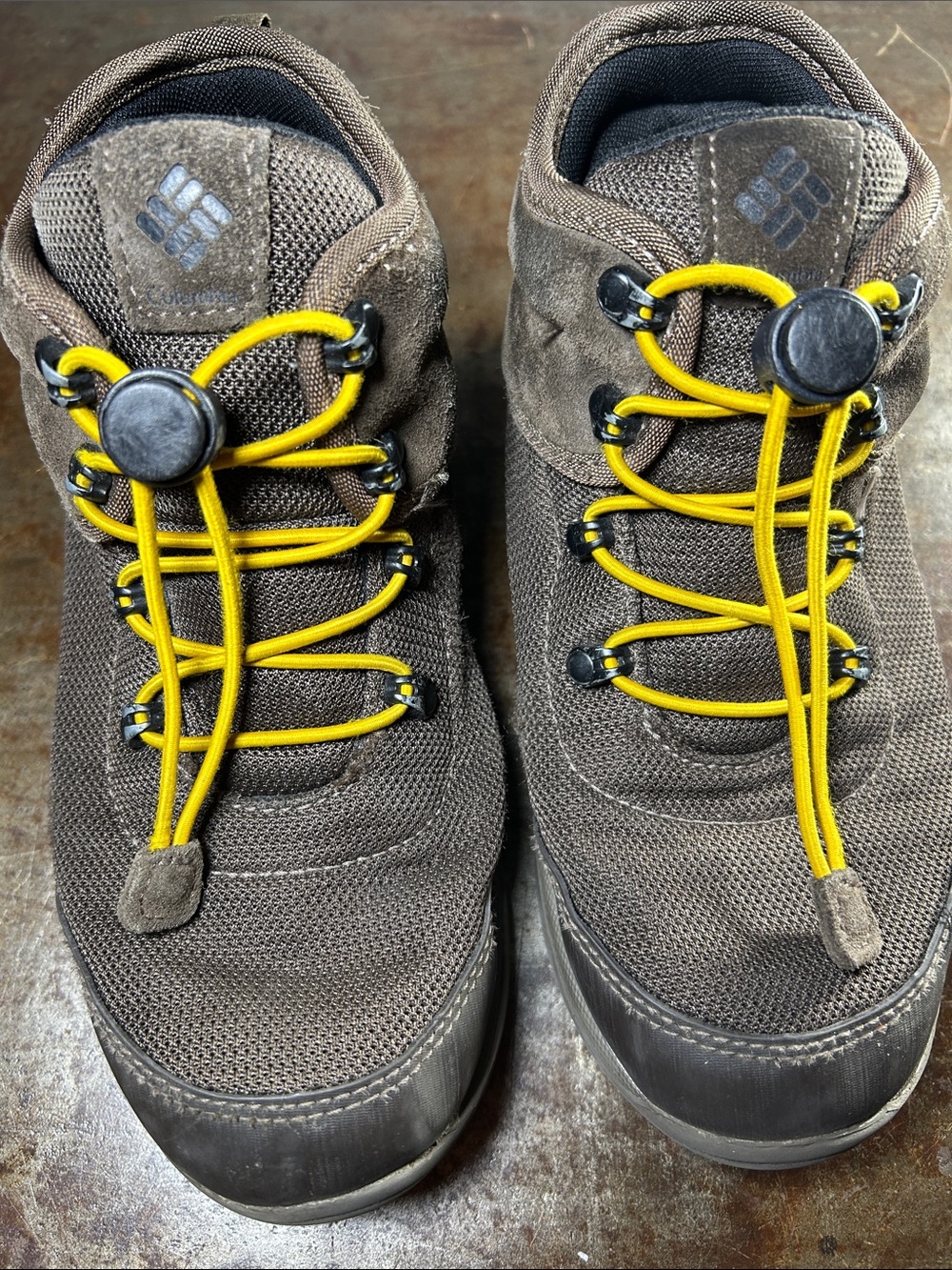 Columbia Kids Waterproof Brown Hiking Boots with Yellow Bungee Laces Boys Size 4 - Picture 5 of 13
